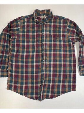 Vintage Aeropostale Men Size L Plaid Flannel Button Down Made in USA 90s